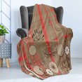 thumbnail image 4 of Flower Soft Flannel Fleece Throw Blanket, Vintage Lines and Botanical Nature Elements Illustration, Cozy Plush for Indoor and Outdoor Use, 50" x 60", Salmon Umber, by Ambesonne, 4 of 5