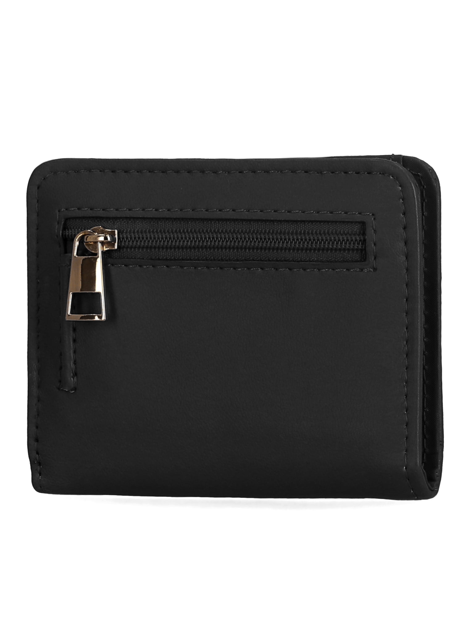 Time and Tru Women's Sharon Two Fold Wallet, Solid Black