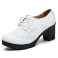thumbnail image 1 of LSLJS Oversized Cowhide Soled Leather Sports British Style Block Shoes High Heels Solid Color Hollowed Out Lace Cut Mary Women's Shoes, Women's Leather Shoes, 1 of 3