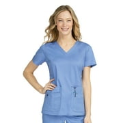 Med Couture Signature Women's V-Neck Knit Panel Scrub Top