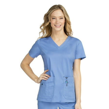 Med Couture Signature Women's V-Neck Knit Panel Scrub Top