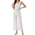 thumbnail image 2 of INSPIRE CHIC Womens Pajama Bottoms Palazzo Print Lounge Elastic Waist Sleepwear Loose Wide Leg Pants XS White, 2 of 6