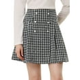 thumbnail image 1 of Mini Falda de tweed a cuadros Allegra K elegante Talle Alto Blanco negro L, 1 of 5