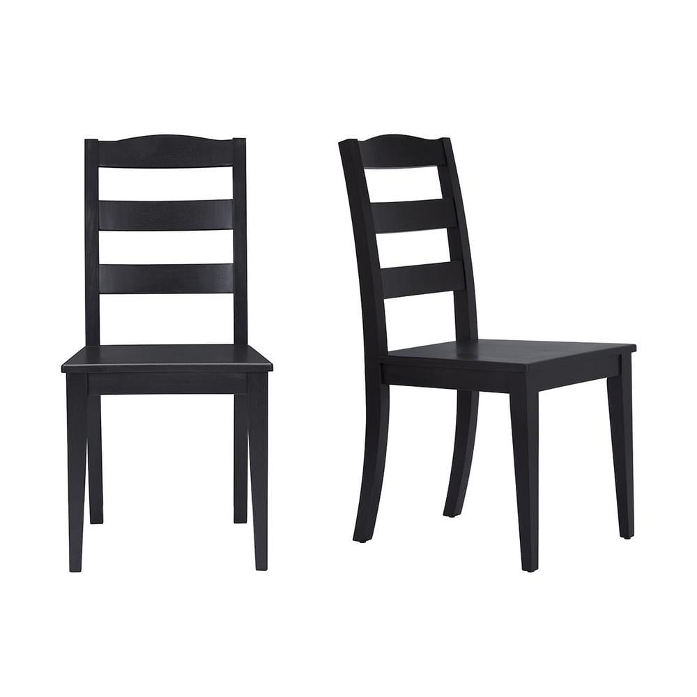 StyleWell Black Wood Dining Chair with Ladder Back (Set of