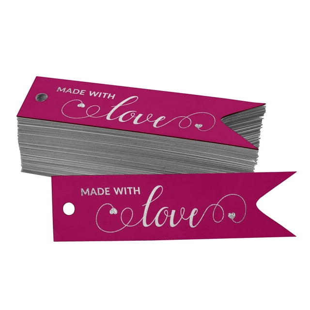 Inkdotpot Silver Foil Paper Hang Tags Made With Love Text Favor Tags 50 Pieces
