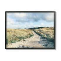 Stupell Coastal Boardwalk Path Landscape Landscape Painting Black Framed Art Print Wall Art