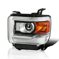 Spec-D Tuning Left Driver Side Chrome Projector Headlight Compatible with 2014-2018 GMC Sierra 1500 2500 3500 / Denali / SLE / SLT, Headlamp Assembly