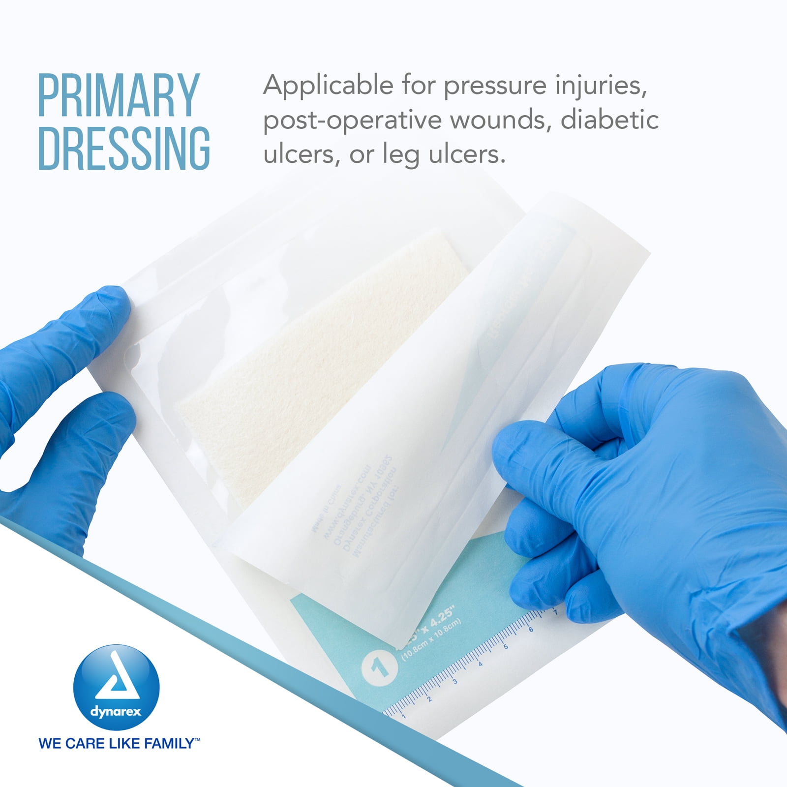 Dynarex DynaGinate Calcium Alginate Wound Dressing - Sterile, Non-Stick Topical Wound Pads - Absorbent Gel Patches For Moderate To High Exuding Cuts - For Medical & Home Use - 4.25"x 4.25", Box of 10