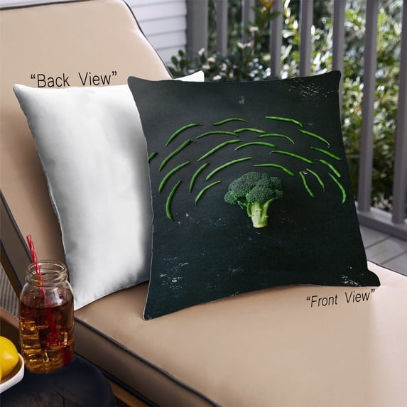 Ahgly Company Foods Broccoli Outdoor Throw Pillow, 18 inch by 18 inch