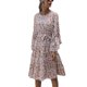 thumbnail image 2 of Vestido floral, vestido floral, cuello redondo, cintura con lazo, vestido de manga larga, vestido floral de manga larga, diseño revolucionario, 2 of 9