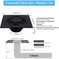 thumbnail image 4 of Desagüe de Suelo antiolor, coladera antiolores, Desagüe de Suelo de Ducha Cuadrado de Acero Inoxidable Negro, antiobstrucción, Drenaje de Piso regadera, tapón Lavabo, 4 of 4