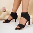 thumbnail image 3 of Samdudou Heels for Women Open Toe Knit Stretch Ankle Bootie Sandals Elegant Slip On Spool Low Heel Dressy Shoes for Evening Party Wedding Guest Dance Banquet, 3 of 8