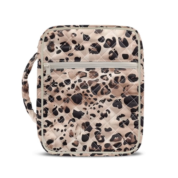 chaqlin Women Quilted Bible Cover Waterproof Scripture Book Cover Organizer Lightweight Bible Study Supplies Accessories for Church,Study,Spiritual (Leopard Print)