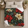 thumbnail image 5 of Festive Red Poinsettia Pinecone Botanical Arrangement Christmas, Festive Holiday Scene, Warm Flannel Blanket for Living Room and Family Room, Art Lovers Housewarming Gift, Festive Home Decor, 5 of 9