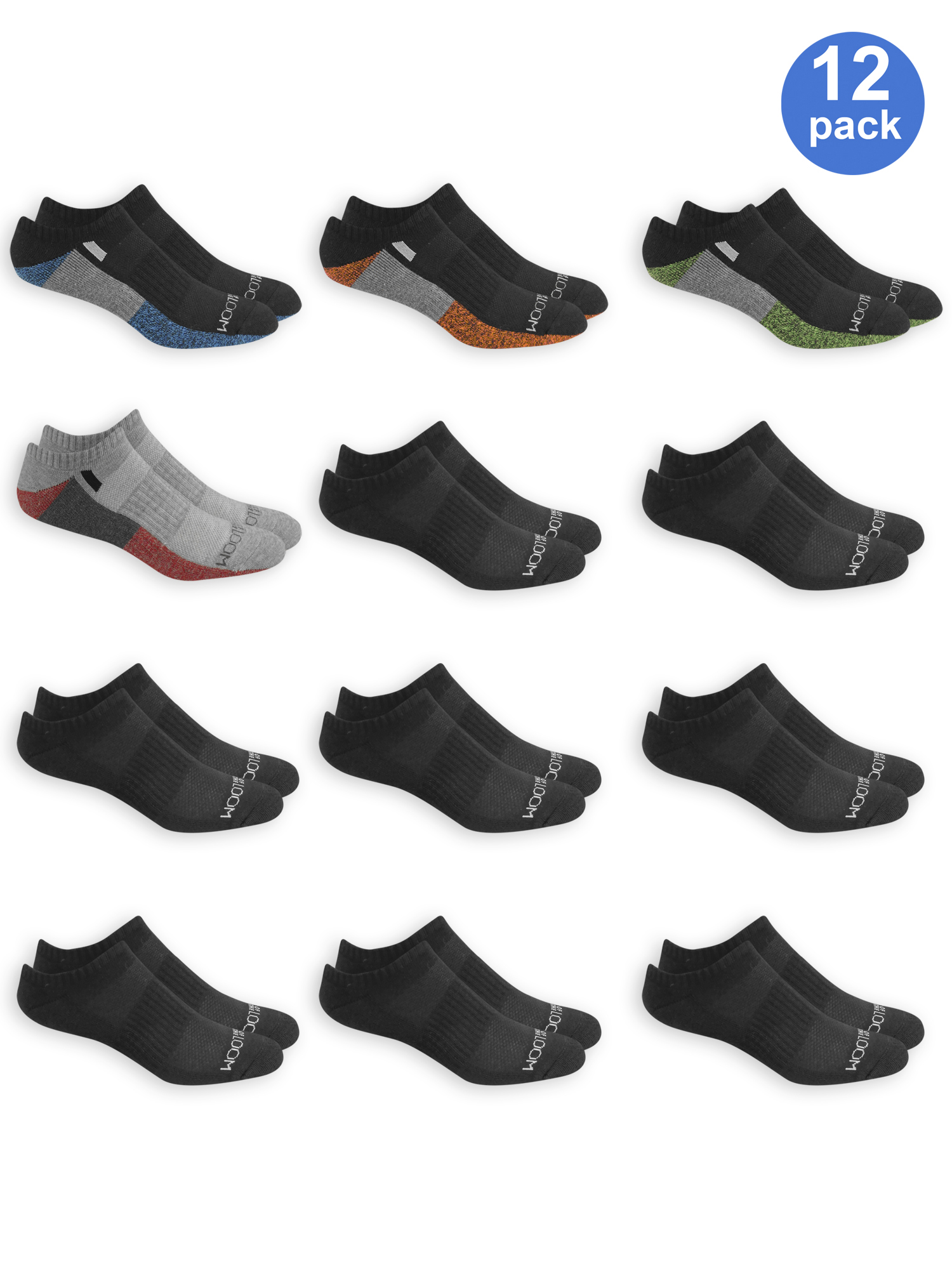 Men's Breathable Cushioned No Show Socks 8 + 4 Bonus Pack