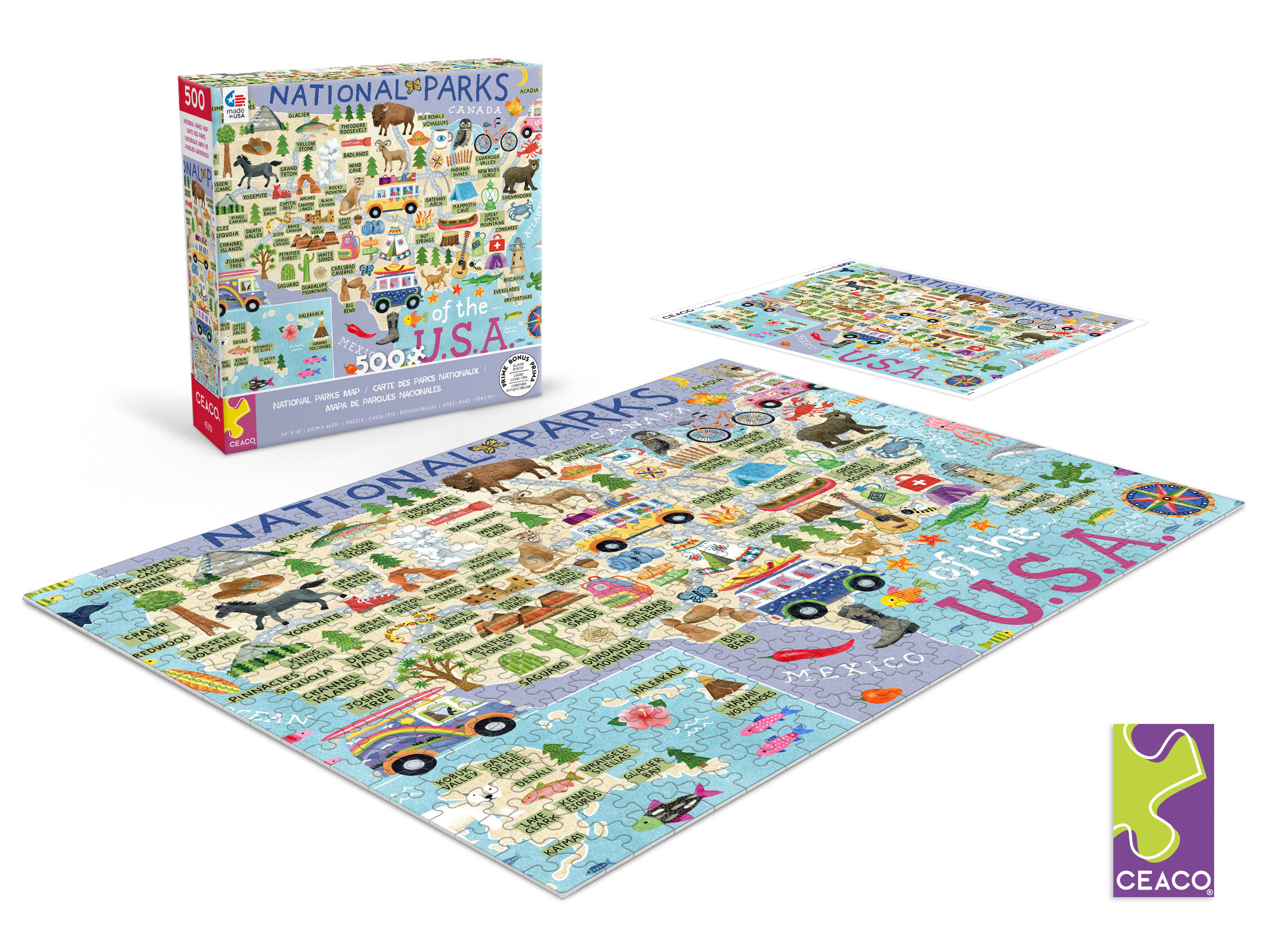 Ceaco 500 Piece National Parks Map Interlocking Jigsaw Puzzle