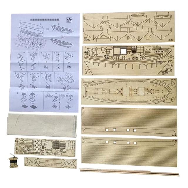 Bewildely Kit de construcción de modelo de barco, barco de para niños, conjunto de juguete de velero, juego de bricolaje, juguete artesanal para Artesanía Bewildely HA000098-00B