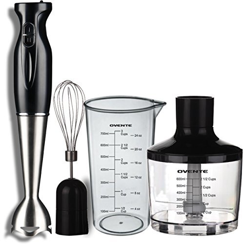 Ovente 4 in 1 Immersion Hand Blender Set with 3 Premium Attachments of BPAFree Food Processor