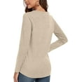 thumbnail image 4 of JuneFish Womens Fall Long Sleeve Tunic Tops Notch V Neck Shirt Casual Pleated Basic Pullover, 4 of 5