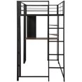 thumbnail image 7 of Twin Size Metal Loft Bed with 2 Shelves and One Desk, Build-in Ladders and Length Guardrails, Space-Saving Design, Twin Bed Frame for Kids/Teens (Black), 7 of 7