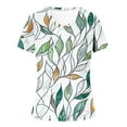 thumbnail image 5 of Tops for Women Print Short Sleeve V-Neck T-Shirt Green M, 5 of 5
