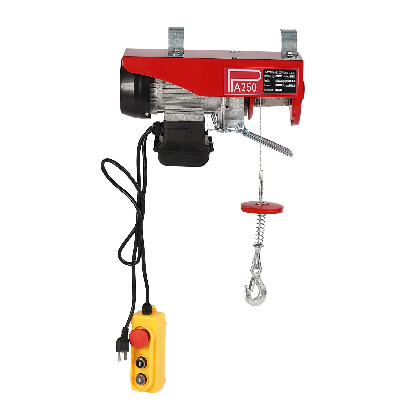 Electric Hoist Winch Hoist Crane Lift W/ Wired Remote Control 550lbs 250KG Red