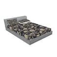 thumbnail image 2 of Ambesonne Skull Fitted Sheet & Pillow Sham Set, Grunge Scary Evil, Full, Charcoal Grey Tan, 2 of 2