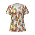 thumbnail image 3 of Naloa Hawaiian Pineapples And Hibiscus Flowers Print T-Shirts Short Sleeve V Neck Tees for Women Fashion Tops Trendy Lightweight Soft Casual Summer Outfits Clothes, 3 of 5