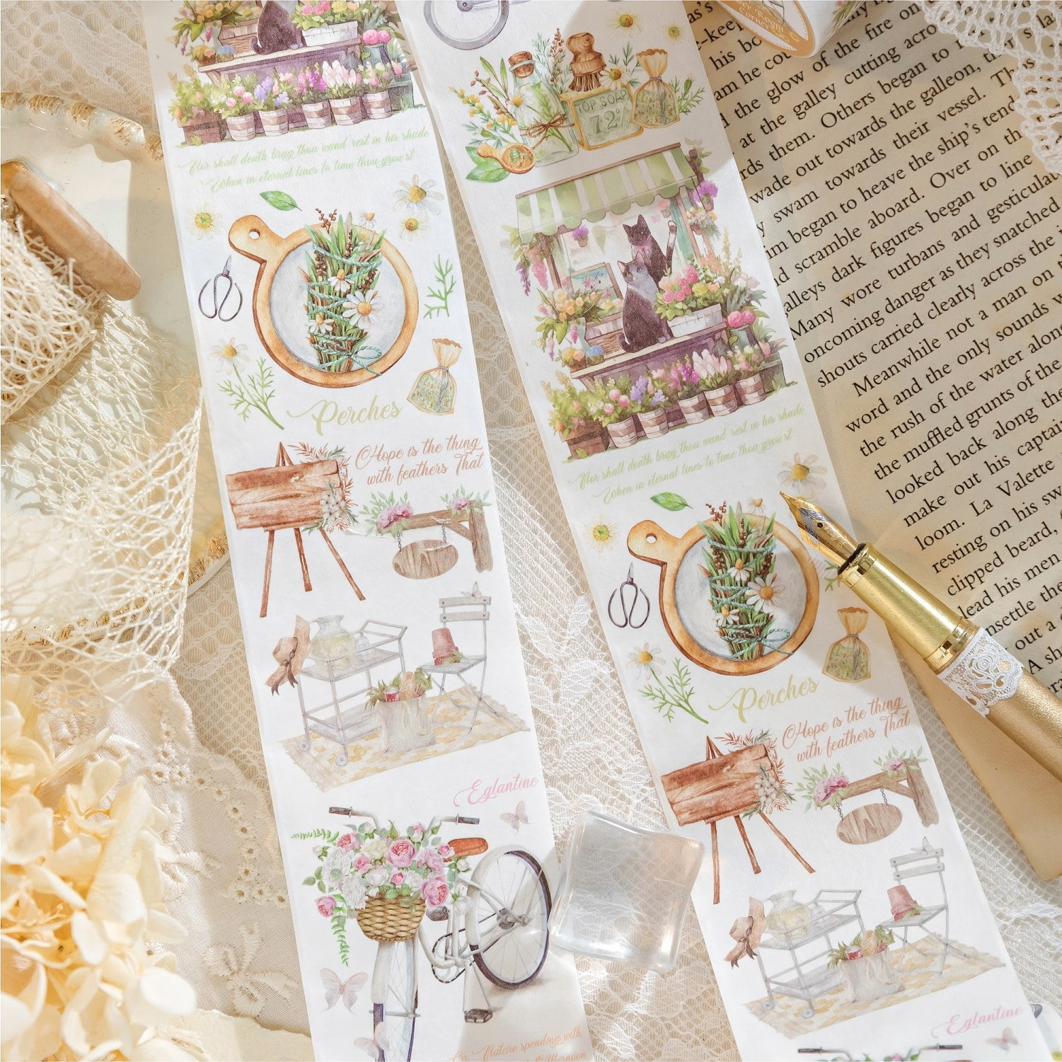 6 Rolls Washi Tape Set, Scrapbook Crafts Floral Decorative Masking Tape for Journaling Planner Card Making Album Art Teacher Classroom Supplies