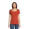 thumbnail image 5 of Time and Tru Women's Square Neck Rib Top, 2-Pack, Sizes XS-XXXL, 5 of 5
