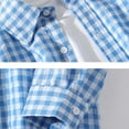 thumbnail image 3 of YLSDY Fashion Men's Long Sleeve Button Up Plaid Flannel Shirt Loose Fit Checkered Dress Work Office Tops Blouse Blue L, 3 of 3
