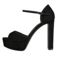 thumbnail image 2 of FSJ Women Fashion Platform Chunky High Heels Ankle Strap Comfy Open Toe Block Heels Sandals Wedding Party Summer Dress Shoes Size 12 Black, 2 of 4