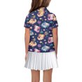 thumbnail image 4 of Bysome T-Shirts for Boys Flower Cartoon Print Short Sleeve Lapel Neck Tees Lightweight Boys Top Size 5-6 Years Navy, 4 of 4