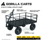 Gorilla Carts Towable Steel Utility Cart w/ Removable Side Panels, 1200 lb Capacity, Black