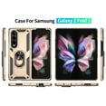 thumbnail image 3 of Compatible with Samsung Galaxy Z Fold 3 Protective Case,Heavy Duty Shockproof Armor Phone Case with 360° Rotating Metal Ring Holder Kickstand Military Grade Protection Rugged Cover,Gold, 3 of 8