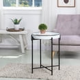 thumbnail image 2 of Glitzhome  24.4"H Farmhouse Rustic Enamel Metal Planter Stand End Table White-Old Stock, 2 of 5