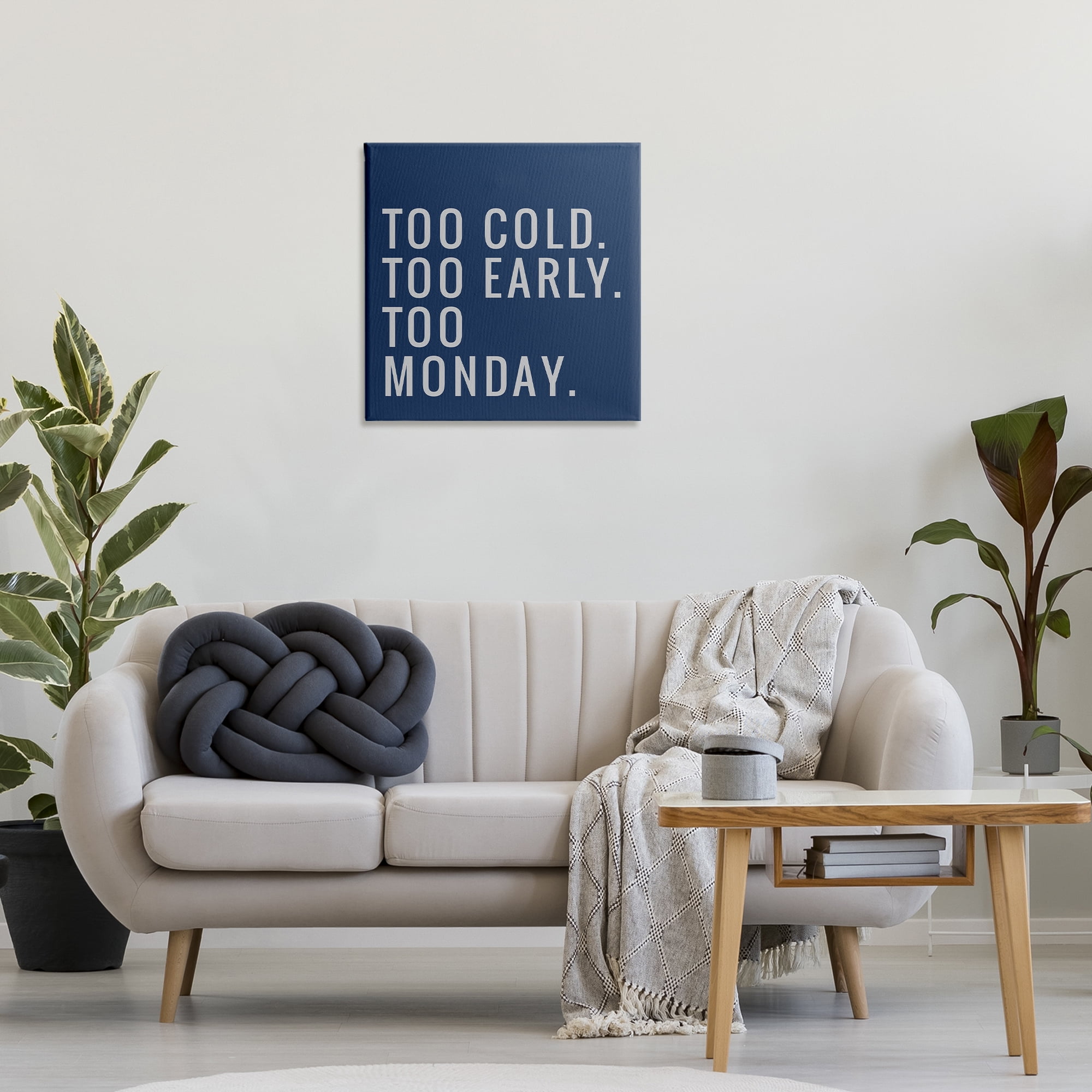Stupell Industries Too Monday Phrase Text & Numbers Painting Wrapped Canvas Art Print Wall Art, 24 x 24
