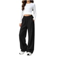 thumbnail image 3 of SROBPTY Fall Winter Teens Boys Girls Sweatpants Solid Elastic Waist Fleece Wide Leg with Pockets, 3 of 5