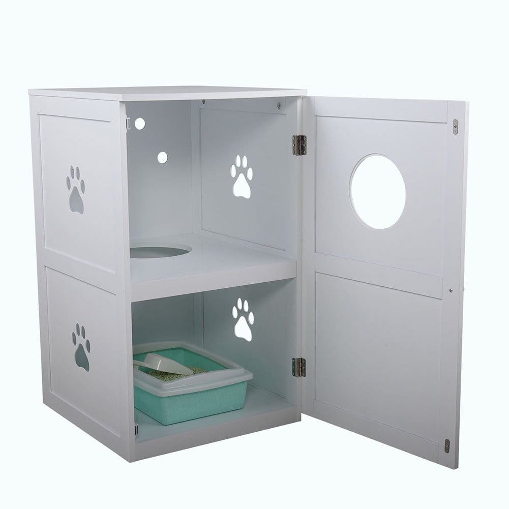 Veryke Cat Houses for Indoors, Double-Decker Cat Shelter, Wooden Pet House Enclosure Outside Shelter Animal Cage, White Veryke Cat Houses for Indoors, Double-Decker Cat Shelter, Wooden Pet House Enclosure Outside Shelter Animal Cage, White