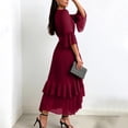 thumbnail image 4 of Ovbmpzd Wine Womens Summer Dresses Bodycon Maxi Party Cocktail Dresses Leisure V-Neck Elbow-Length Dresses Casual Dresses,L, 4 of 6