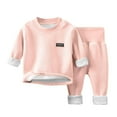 thumbnail image 2 of Fesfesfes Sweater Outfit For Boy and Girls Childrens Round Neck Velvet Long Sleeved Elastic Waist Long Pants Pajamas Two-piece Set, 2 of 4