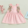 thumbnail image 2 of Bambin Bébé Fille Pâques Ensemble Robe Lapin Sans Manches Cou Carré Lapin Casual Partie Bretelles Robe 2-3 Ans, 2 of 7