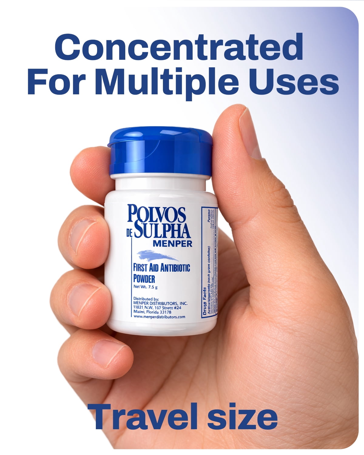 Polvos de Sulpha First Aid Antibiotic Powder for Cuts, Burns, and Infection Care, 7.5 grams, 2 pack