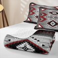 thumbnail image 4 of Erosebridal Traditional Aztec Bed Spread Queen, Gothic Stripe Queen Coverlet Set, Red Gray Black White 3 Pieces, 1 Quilt and 2 Pillowcases, 4 of 7