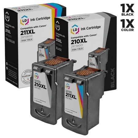 Remanufactured Ink Set Canon Remanufactured PG-210XL & CL-211XL Set of 2 High Yield Ink Cartridges: Includes 1 Black PG-210XL & 1 Color CL-211 ()