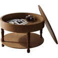 thumbnail image 6 of Round Wood Coffee Table 31.5" Circle Coffee Tables with Hidden Storage and Lid, Modern Rustic 2-Tier Center Table for Living Room Bedroom Home Office,Walnut Brown, 6 of 15