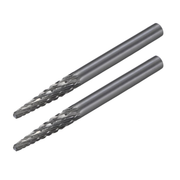 Fresas de carburo de Bargains únicas, fresas rotativas de corte doble en forma de cono con vástago de 1/8" y cabeza de 1/8"