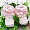 thumbnail image 3 of Eleanos 1PC Infant Baby Children Princess Bowknot Lace Flowers Cotton Ruffle Frilly Trim Ankle Socks, 3 of 6