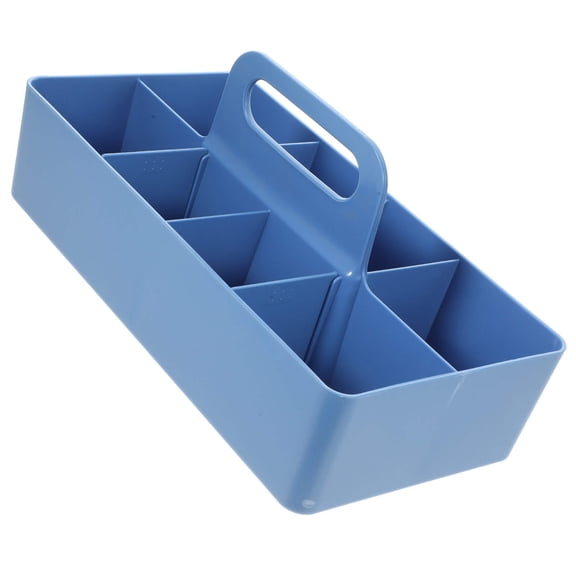 FOMIYES Compartment Pens Organizer Blue Plastic Portable Handle For Home Organization 1Set