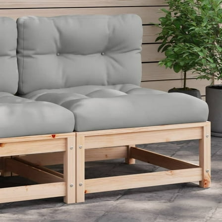 vidaXL Patio Sofa Armless with Cushions Solid Wood Pine